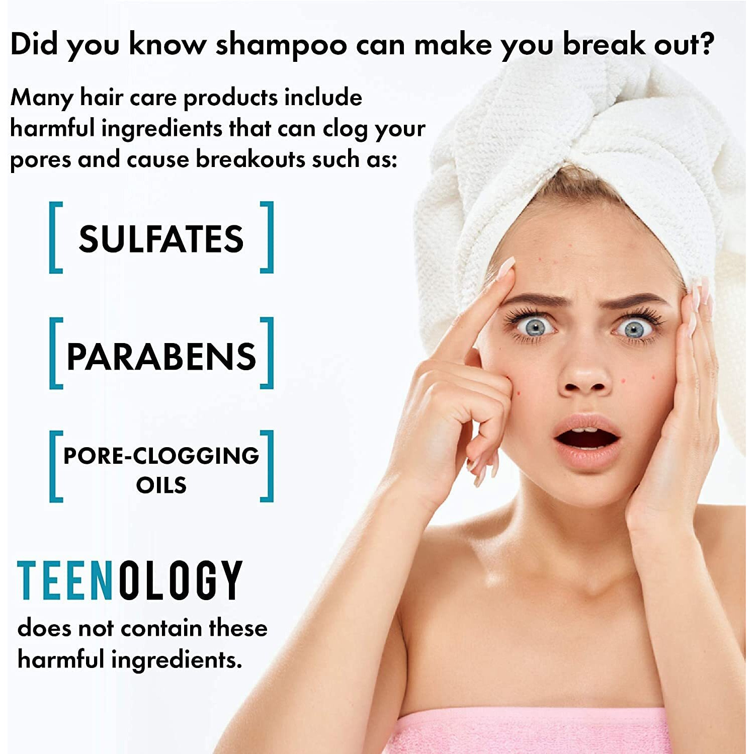 Teenology Conditioner For Teens - Avoid Forehead And Body Acne - Sulfate And Paraben Free, Noncomedogenic, Natural Botanical Extracts, Vanilla Almond - 16 Oz.