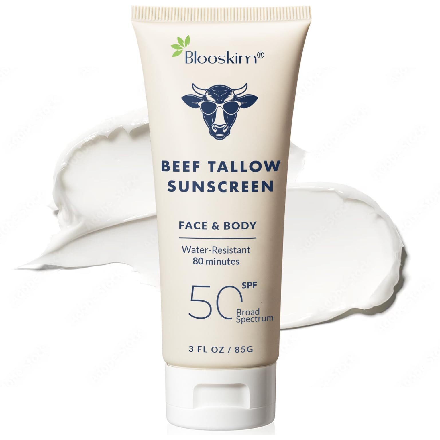 Beef Tallow Sunscreen Spf 50 Natural Tallow & Zinc Oxide Sunblock Cream For Face & Body - Sun Protection With Non Greasy Formula For Women And Men - Water-Resistant 3 Oz (85 G)