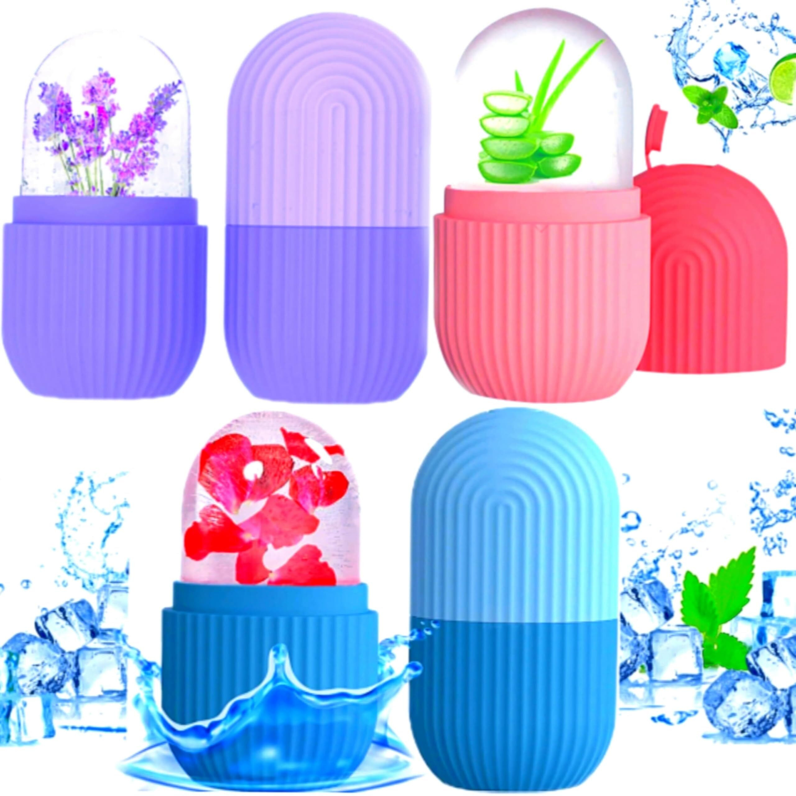 Pack Of 3- Ice Roller For Face, Eyes, Body Massage. Natural Cold Therapy To Eliminate Puffiness, Dark Circles, Wrinkle. Promotes Blood Circulation For Glowing, Soft, Tight Skin (Pink, Purple & Blue)