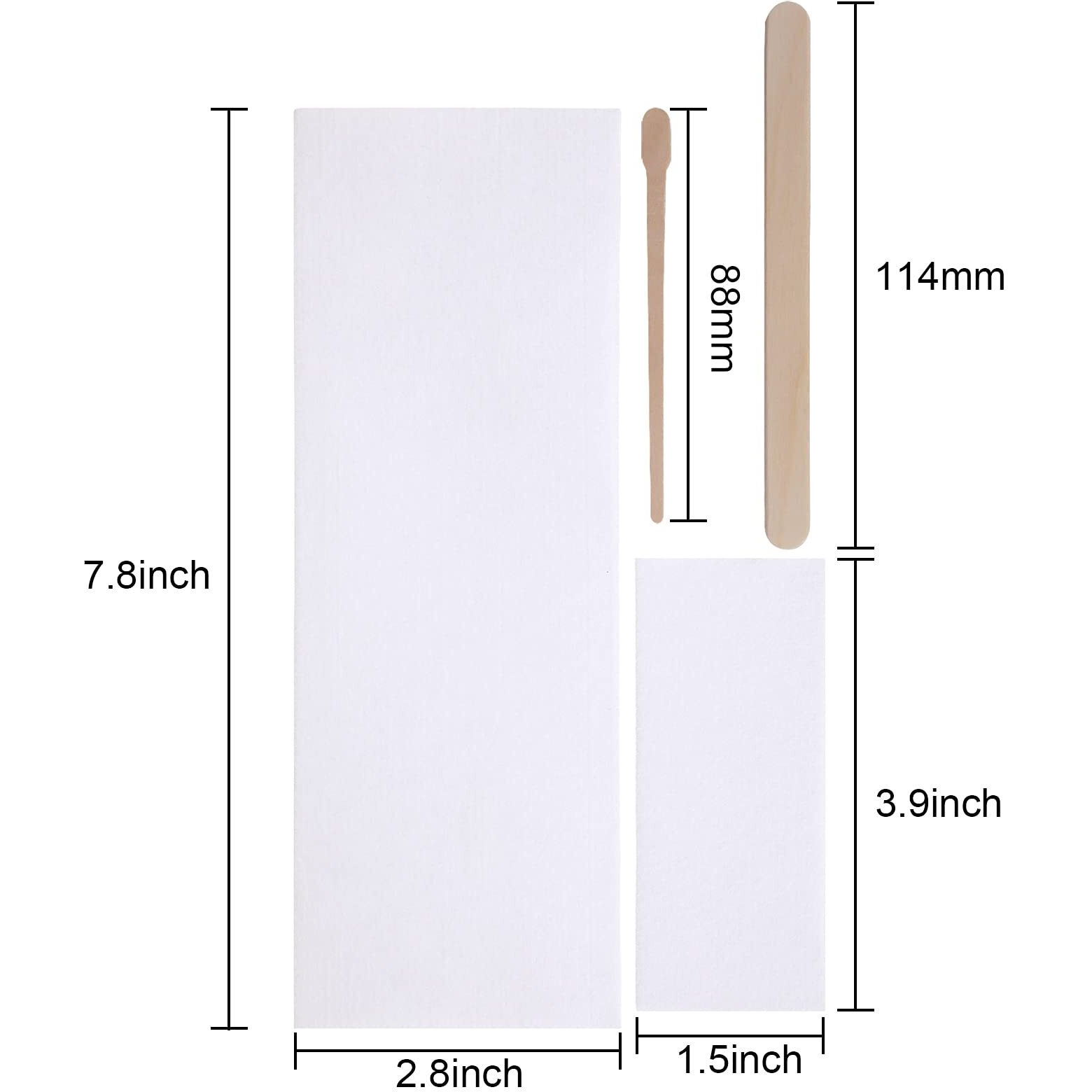 Yaomiao Wax Strips Kit, 250 Pieces Includes Waxing Strips And Smooth Wax Applicator Sticks For Women Men Body Skin Hair Removal (White)