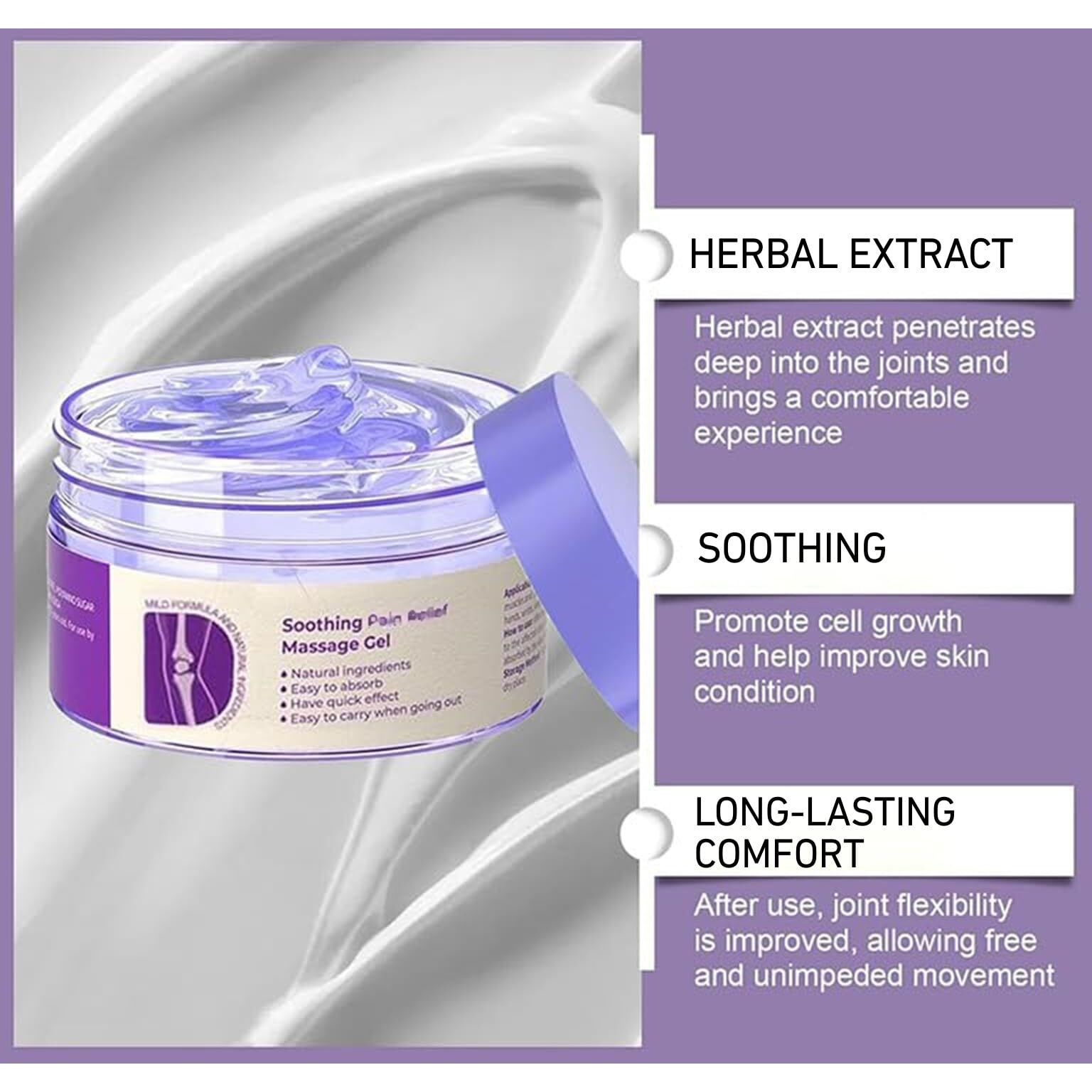 Iekufes Joint Purple Gel,Soothing Massage Cream, Full-Body Joint Support For Knees, Lumbar, Neck, Hands & Feet(2Pcs)