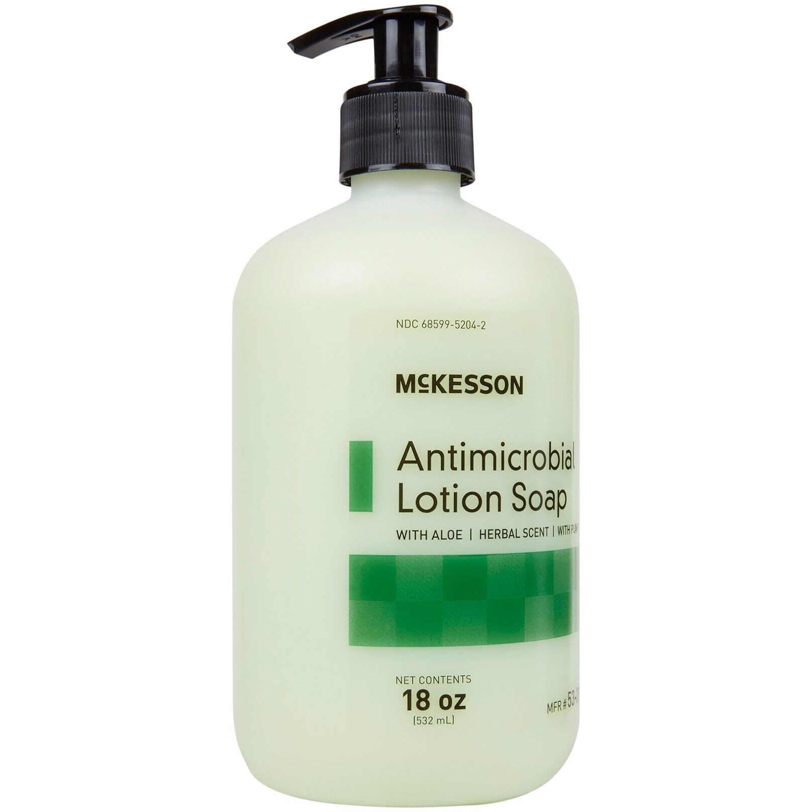 Mckesson Antimicrobial Lotion Hand Soap With Aloe, 18 Oz Pump Bottle [Pack Of 1] - Herbal Scent, Keeps Hands Clean And Moisturized, Medical-Grade Soap