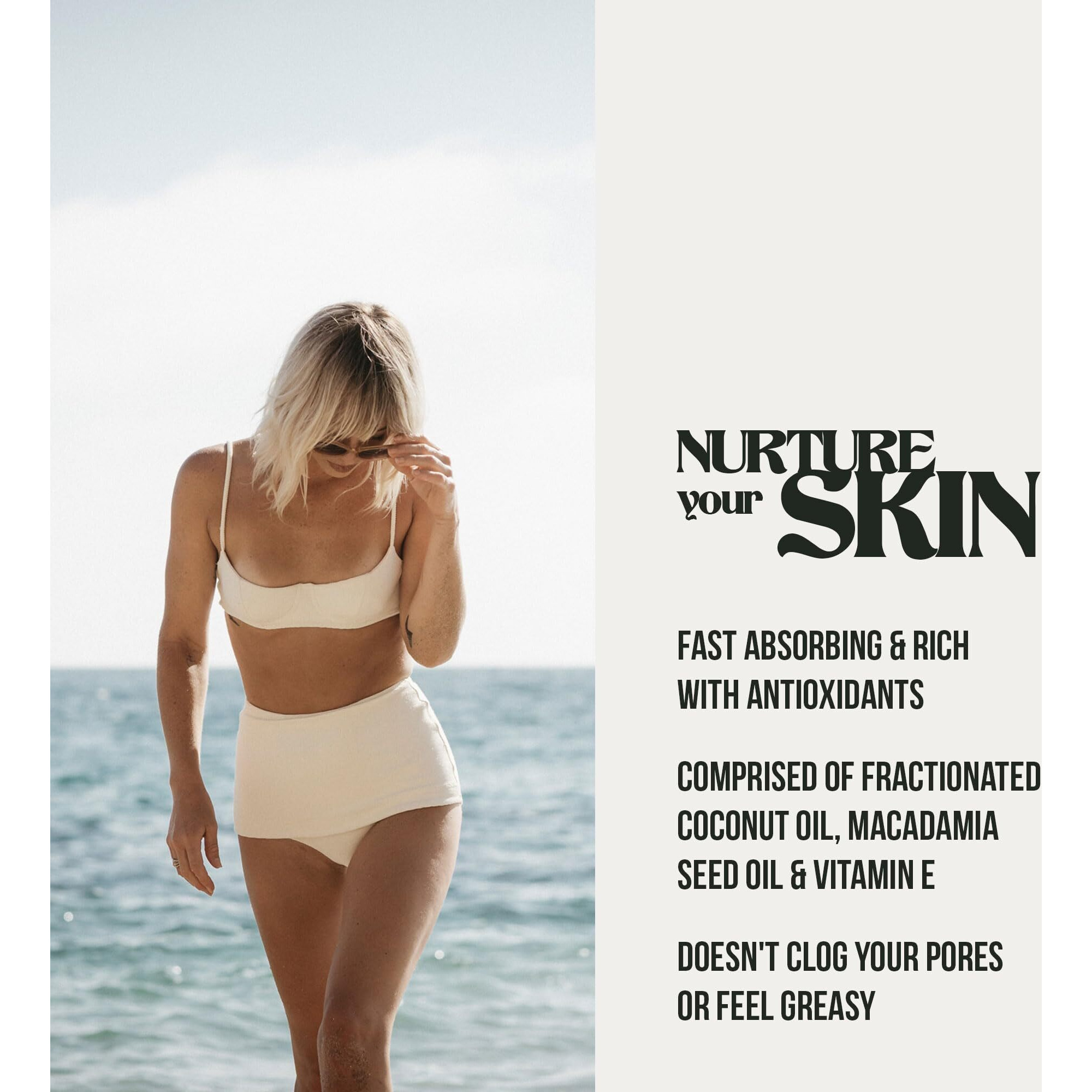 Pirette Dry Body Oil, Womens Beach Inspired Hydrating Mist For Hair & Body, With Coconut Oil & Vitamin E, 4 Fl Oz