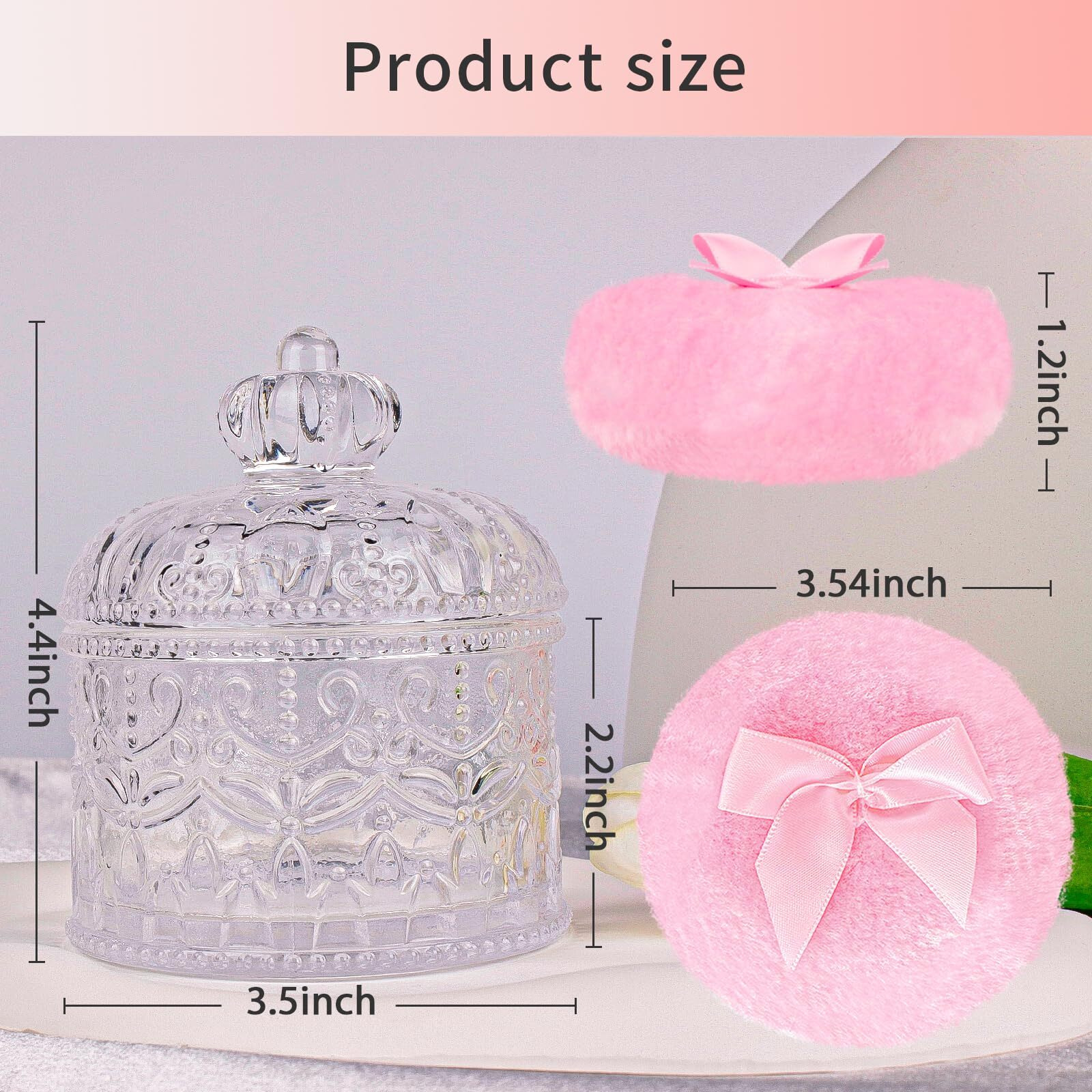Gsteng Large Body Powder Puffs And Containers, Crystal Clear Powder Container With Soft Power Puffs, Reusable Dusting Powder Case With Washable Velvet Face Body Glitter Puffs Wet And Dry Makeup