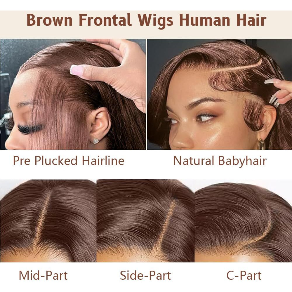 Aolvoblees 26 Inch Chocolate Brown Body Wave 250% Density 13X4 Hd Pre Plucked Lace Front Wigs Human Hair Frontal Glueless Colored Brown Wig For Black Women