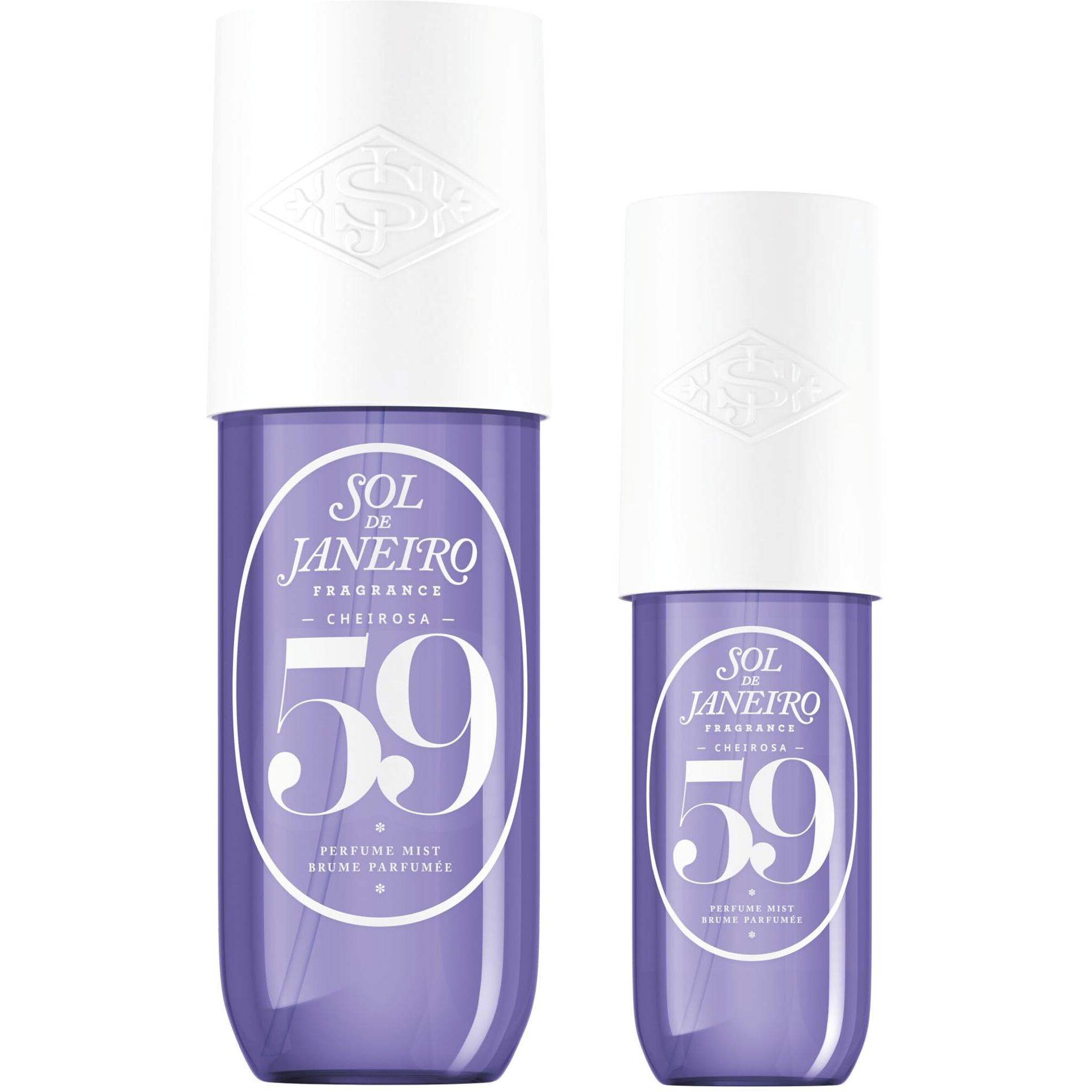 Sol De Janeiro Cheirosa Hair & Body Fragrance Mist Full Size And Travel Size Set - Home And Away Bundle - 8.1 & 3 Fl Oz Duo (Cheirosa 59)
