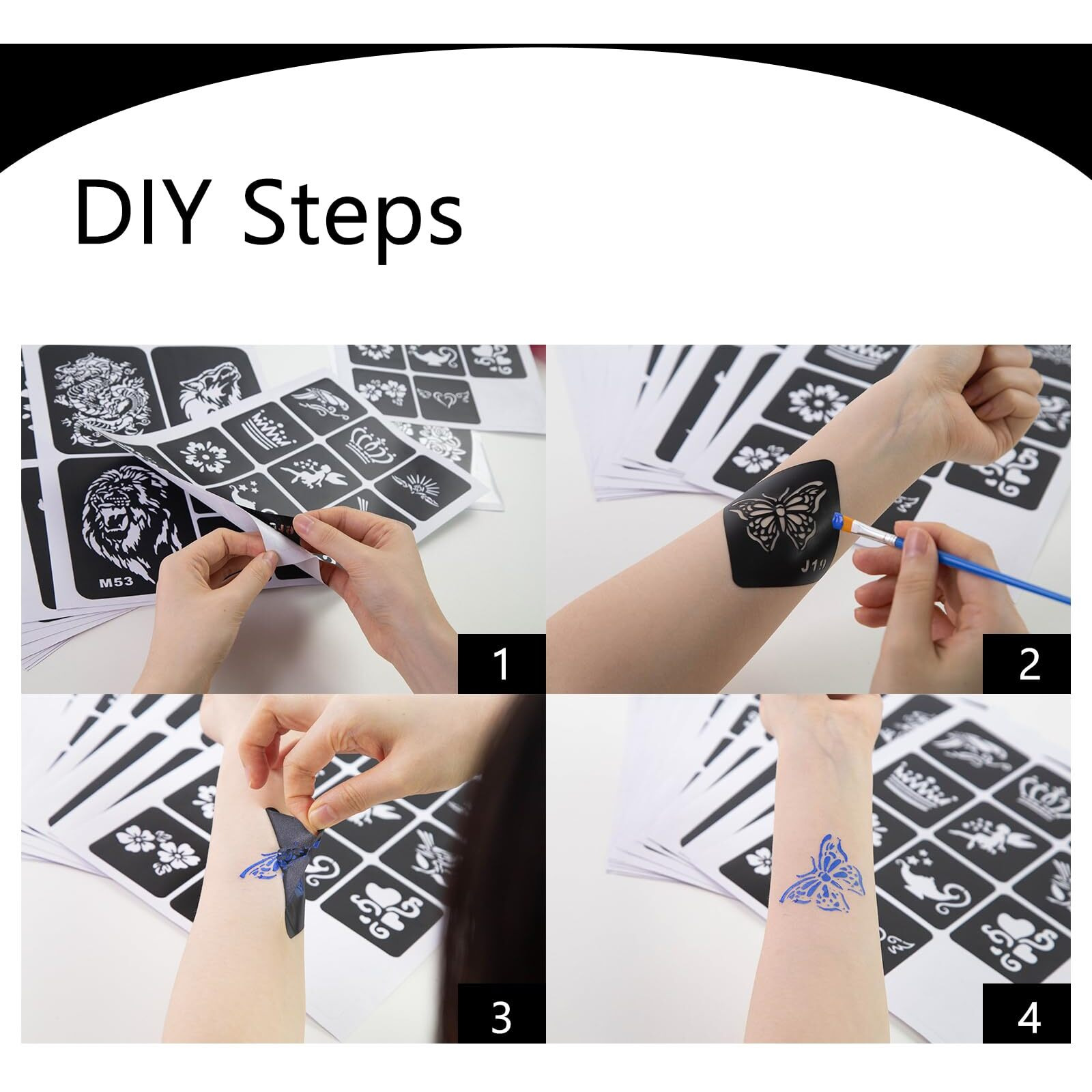 Koogel 281Pcs Semi Permanent Tattoo, 12 Sheets Henna Women Tattoo Stencil Temporary Tattoo Stickers For Face Paint Body Art