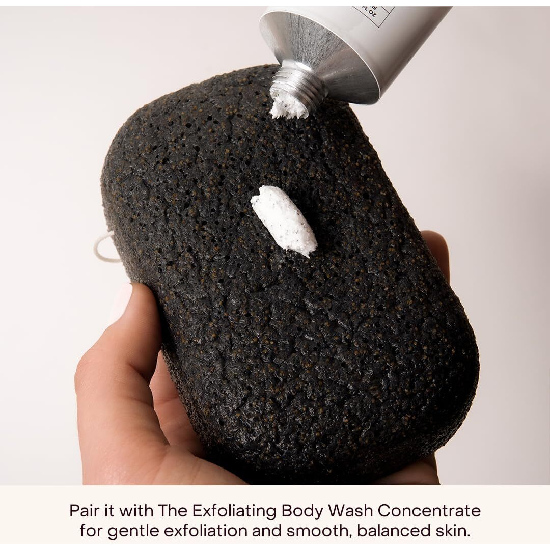 Everist The Exfoliating Konjac Body Sponge, Natural, Reusable, Compostable Bath Sponge For Sensitive Skin, Charcoal Cleansing, 60+ Uses, 1 Each