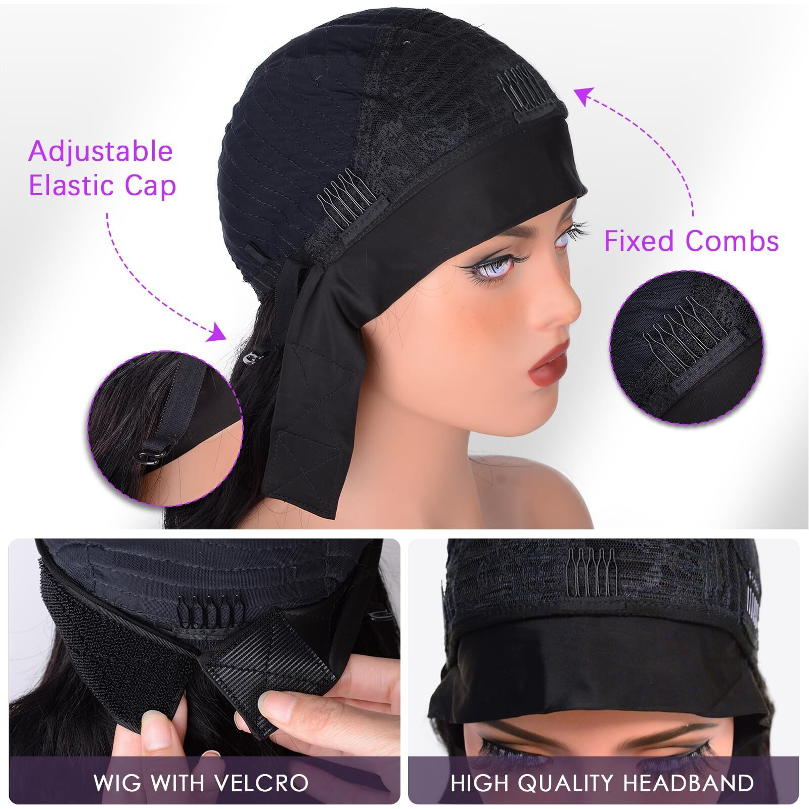 Body Wave Headband Wig Human Hair For Black Women Glueless No Lace Front Brazilian Virgin Human Hair Headband Wigs, 180% Density, Wear And Go Machine-Made Natural Look (26In)