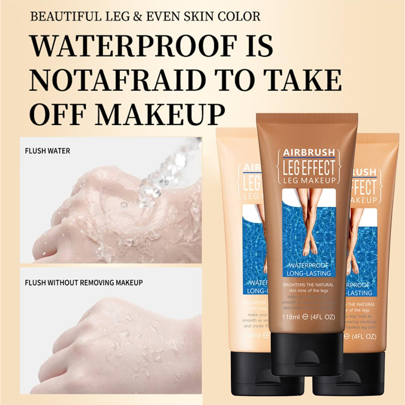 Leg Makeup Waterproof, No Transfer Body Concealer, Coverage For Vein, Scar, Tattoo (01 Fairest Glow, 1Pc)