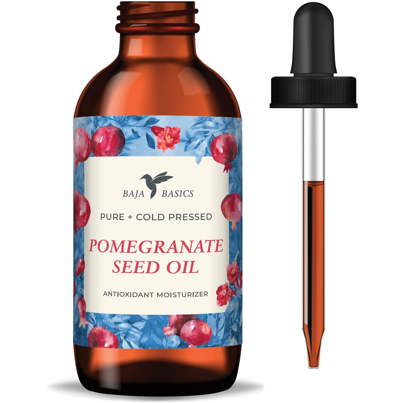 Baja Basics Pomegranate Seed Oil - Pure, Cold Pressed, Unrefined - Organic Body Oil - Antioxidant Serum For Face, Hair, Skin And Nails - Natural Moisturizer & Scar Treatment - 1 Oz