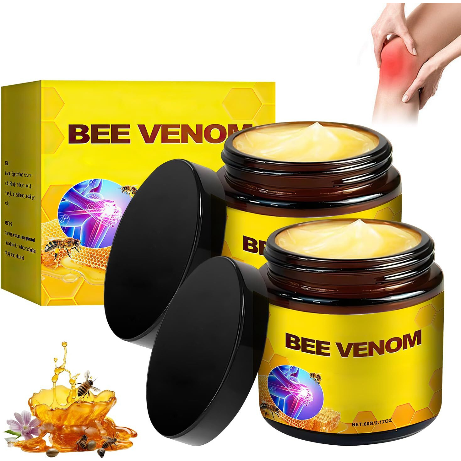 2Pcs Bee Venom For Joint Relief Cream For Arthritis Joint Healing Cream Body With Natural Formula For Neck,Waist,Back Hand Feet And Leg