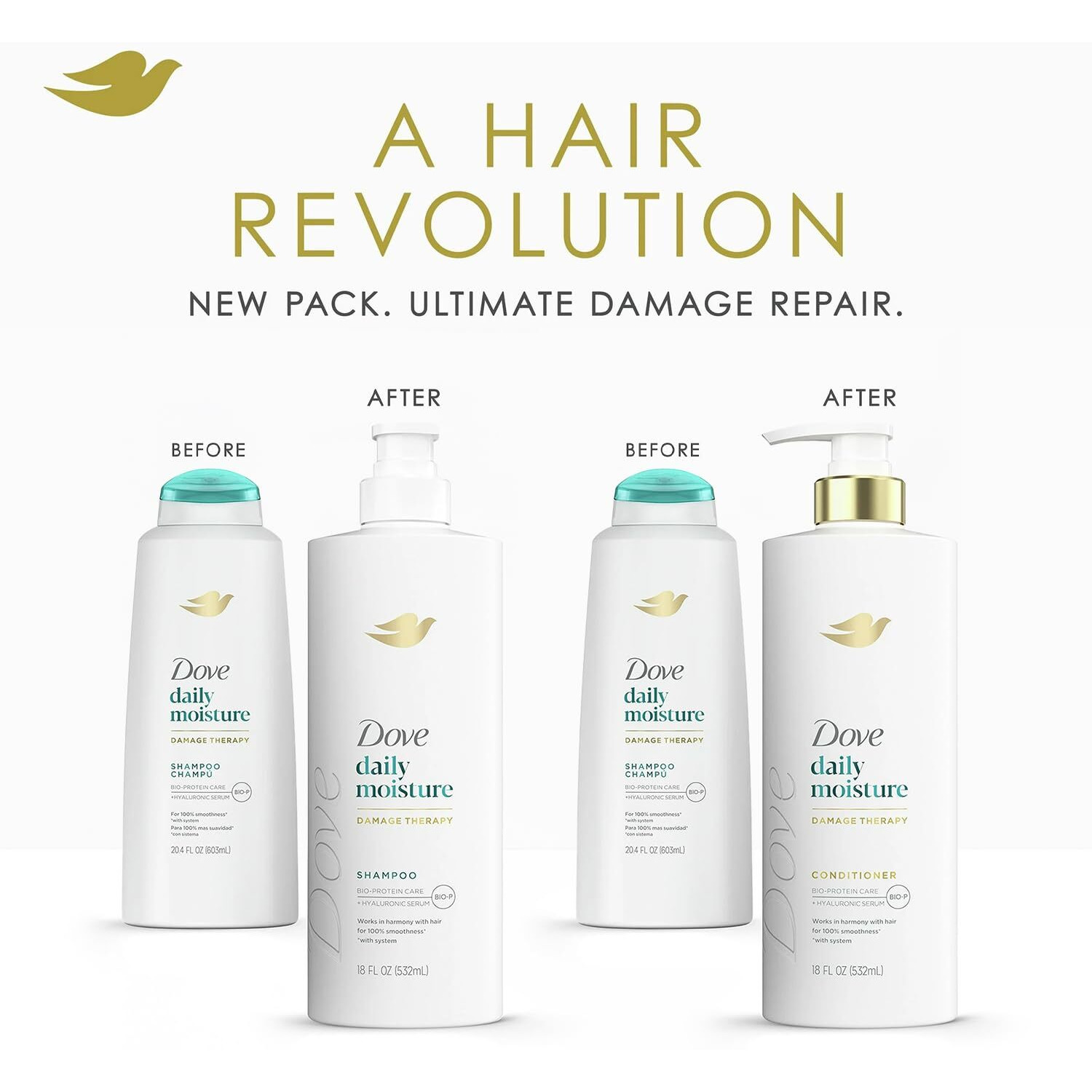Dove Daily Moisture Shampoo & Conditioner Set With Deep Moisture Body Wash - Deep Hydration For Revitalizing Dry Hair And Skin (3-Piece Set)