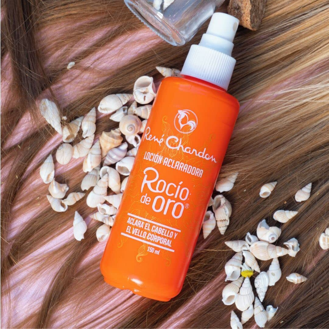 Rene Chardon Rocio De Oro Hair Lightening Lotion Blonde Formula, 5Oz-150Ml Spray Bottle 1 Count, With Vitamin D And Silicone, For All Hair Types