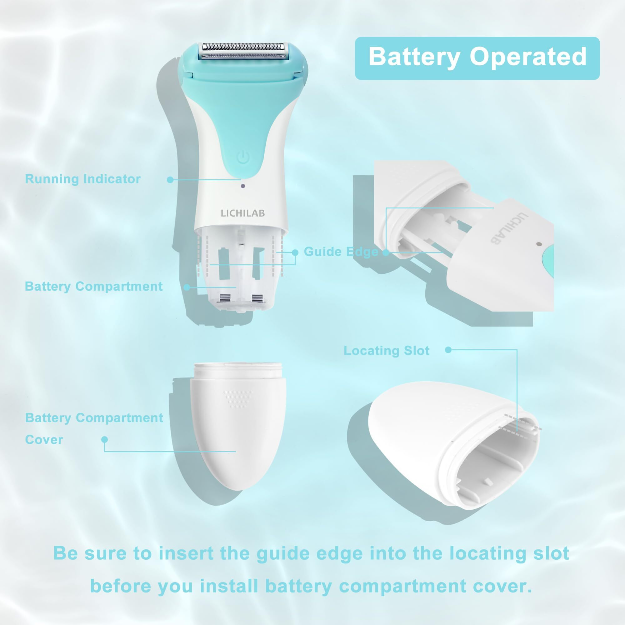 Lichilab Electric Razor For Women,Lady Shaver For Pubic Hair,Women's Wet & Dry Electric Shaver For Leg,Cordless Bikini Trimmer,Body Hair Removal For Underarms,Green/I7Tr