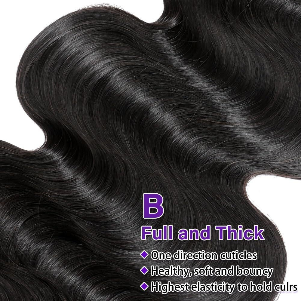 Olsmkis Body Wave Bundles Human Hair 24 26 28 Inch 3 Bundles Human Hair 300G 100% Unprocessed Brazilian Virgin Raw Hair Extensions Natural Black Weave Real Human Hair Bundles For Women