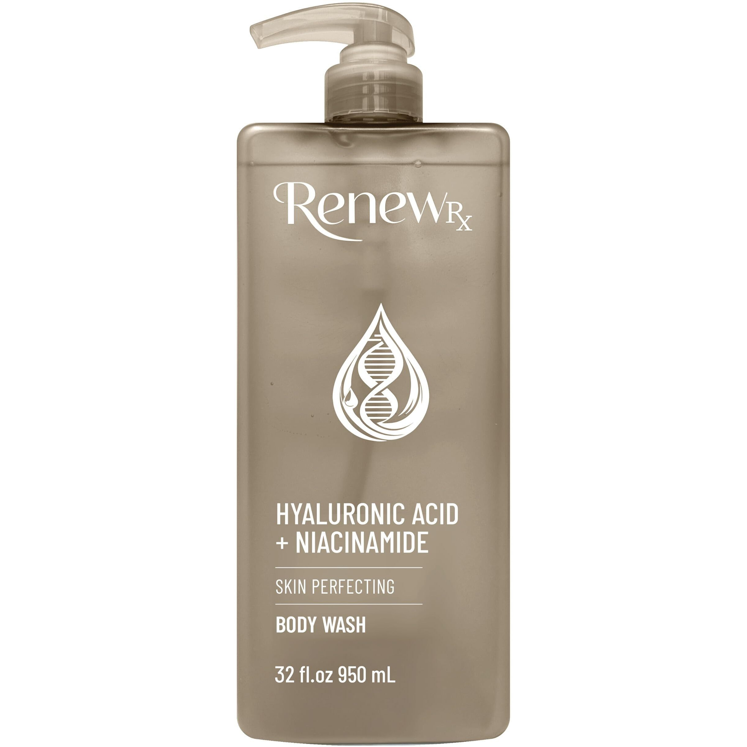 Renew Rx Hyaluronic Acid + Niacinamide Body Wash - Hydrating Skin Care Cleanser For Brightening & Skin Perfecting, Vegan Skincare, 32 Fl Oz