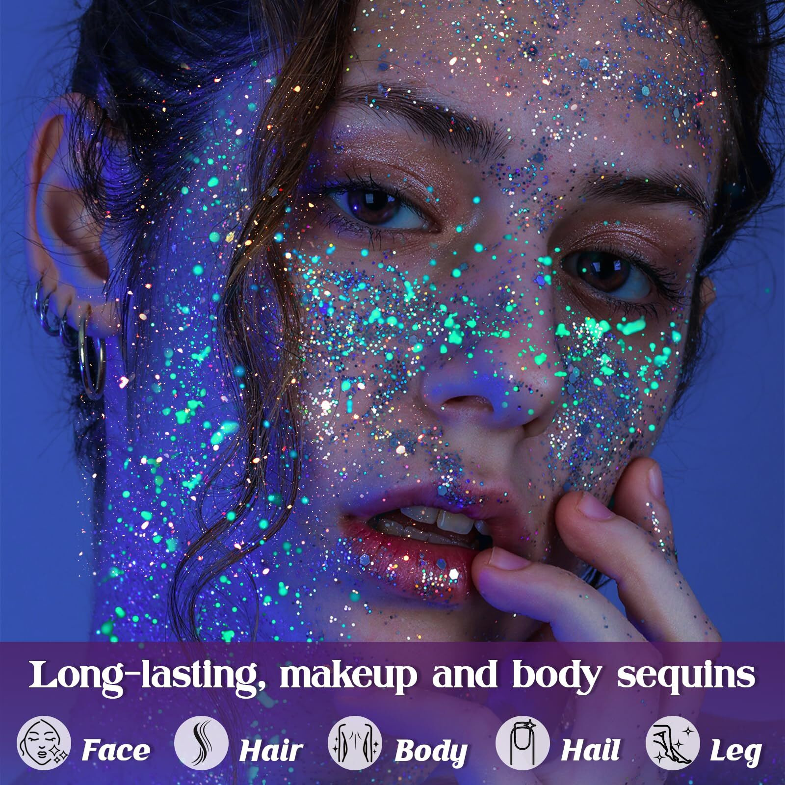 Comdian 12 Colors Makeup Body Glitter Gel And Face Glitter Gel, Glow In The Dark For Hair And Eyeshadow, Uv Black Light For Raves Festivals, Makeup For Women And Kids