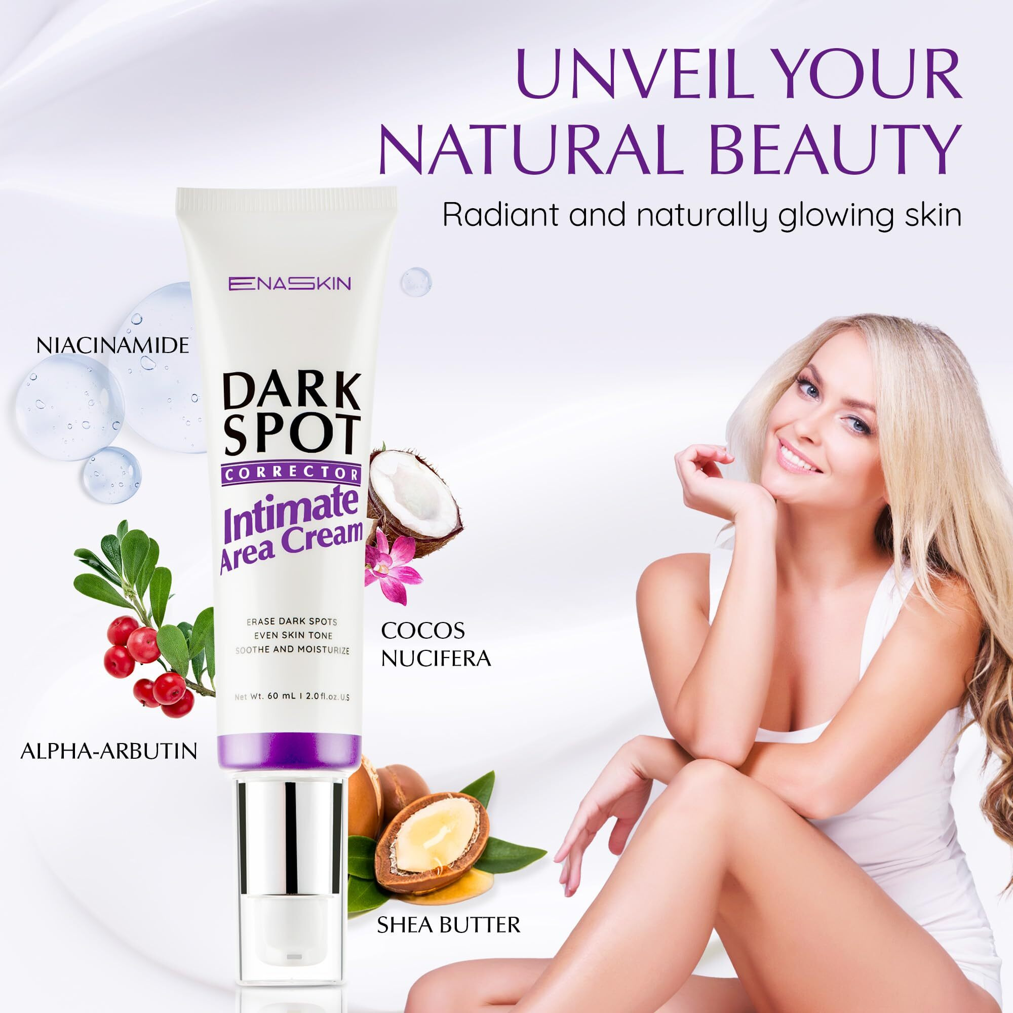 Enaskin Dark Spot Corrector Cream Dark Spots Remover Cream For Face And Body, Underarm, Inner Thighs, Bikini Area, Elbows, Intimate And Sensitive, Private Parts - 1 Fl Oz