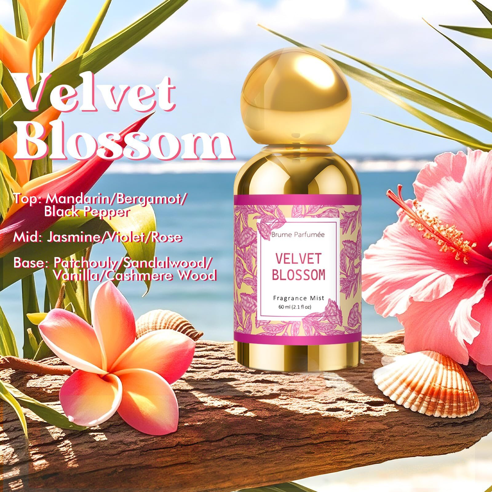 Clesh Body Spray For Women, Fragrance Mist, 3 Pack Travel Size Set, 60Ml/2.1 Fl Oz, Velvet Blossom, Moonlight Tide, Amber Mirage