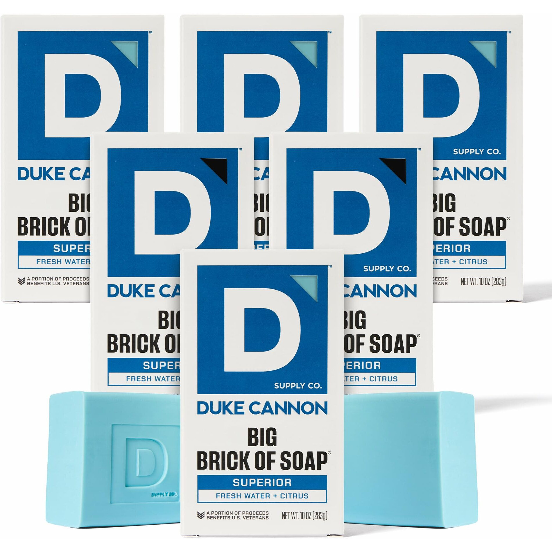 Duke Cannon Supply Co. Extra Large Bar Soap Bundle - Men's Bar Soap With Masculine Scents - American-Made Body Soap - All Skin Types - Big Brick Of Soap - 6 Pack - Superior,10 Oz (6 Pack)