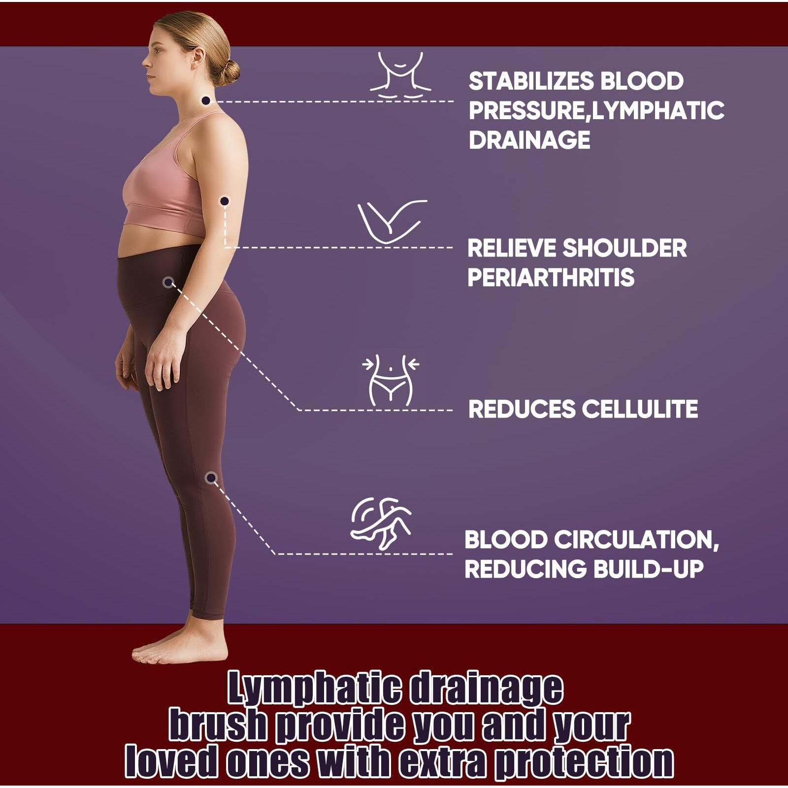 Canroom Heavy Duty Silicone Body Scrubber - Zinc Infused - Exfoliating Body Wash Scrubber Loofah For Lymphatic Drainage,Cellulite,Blood Circulation-Purple