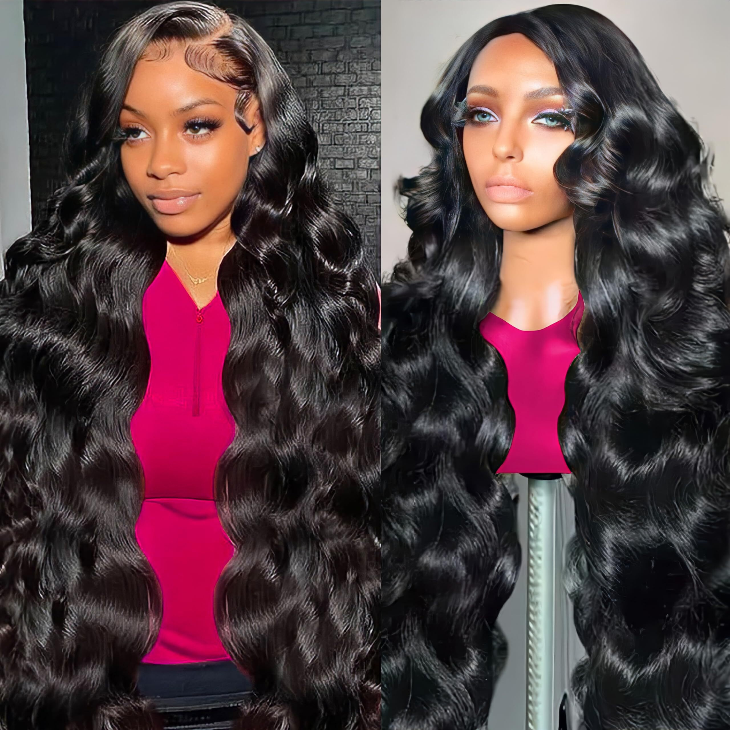 Kxbkxb 34 Inch Body Wave Lace Front Wigs Human Hair 220% Density Frontal Wigs For Black Women 13X6 Hd Lace Front Wigs Pre Plucked Glueless Body Wave Wig
