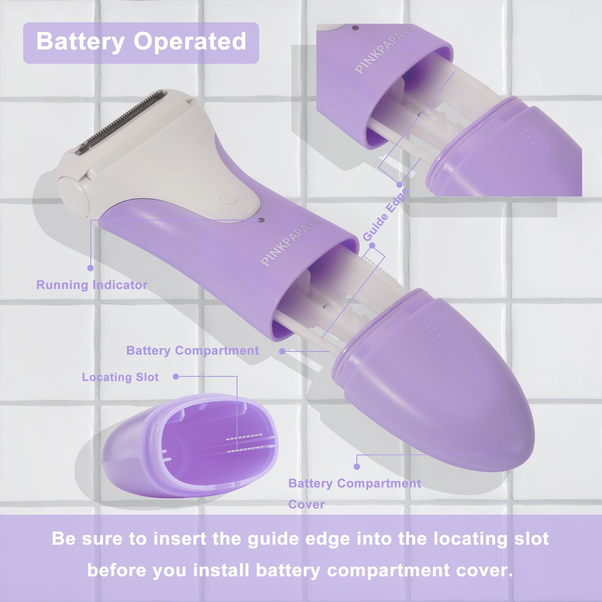 Pinkpapaya Electric Shaver For Legs,Electric Razor For Women Pubic Hair,Bikini Trimmer,Shaver For Women,Body Hair Removal For Underarms,Wet/Dry,Cordless,Purple/Ij7T