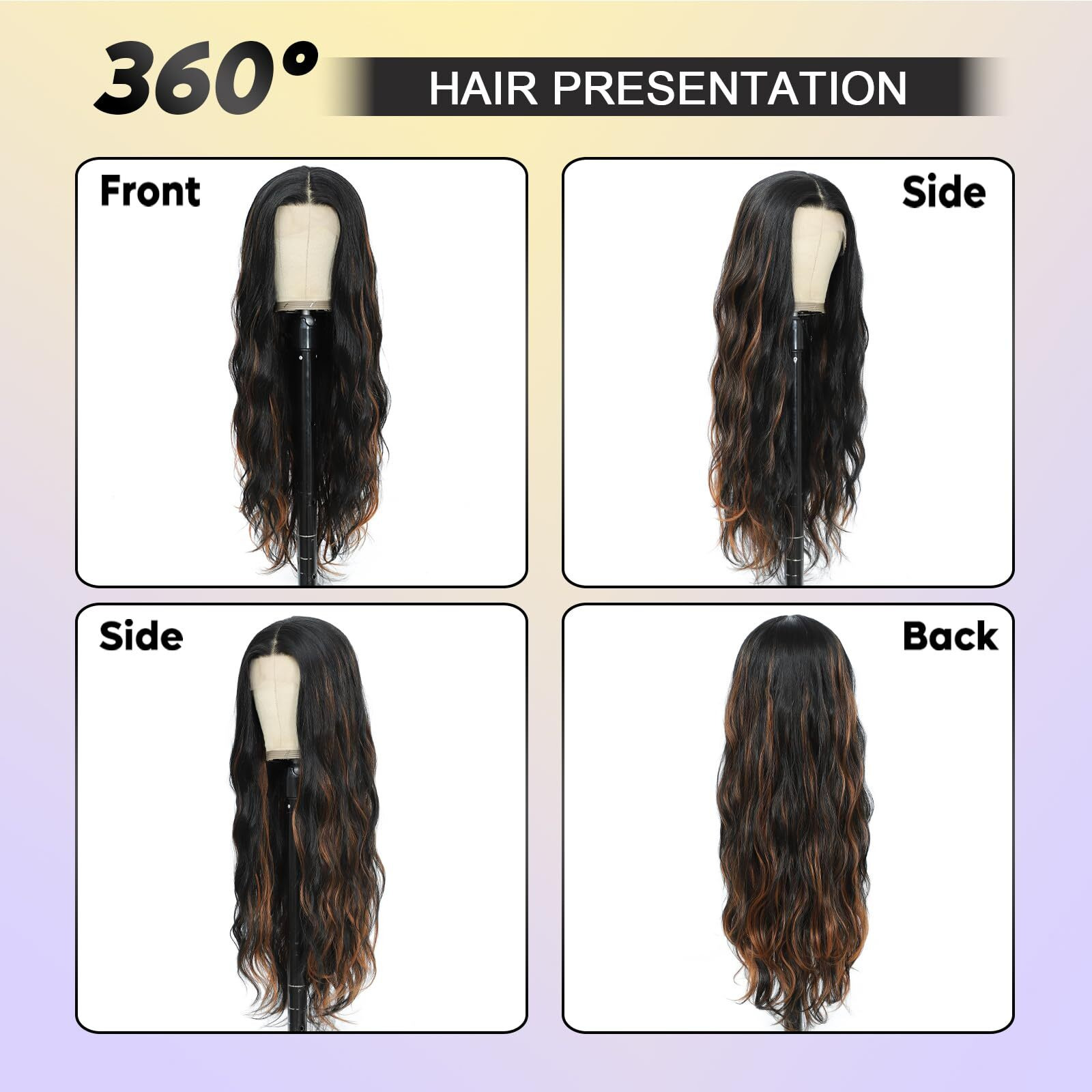 1B/30A Synthetic Lace Front Wig 28 Inch Long Wavy Natural Wave Wigs 13  4  1 Pre Plucked Glueless Wig Synthetic Hair For Women Loose Body Wave With Natural Hairline Heat Resistant Synthetic Wavy Wig
