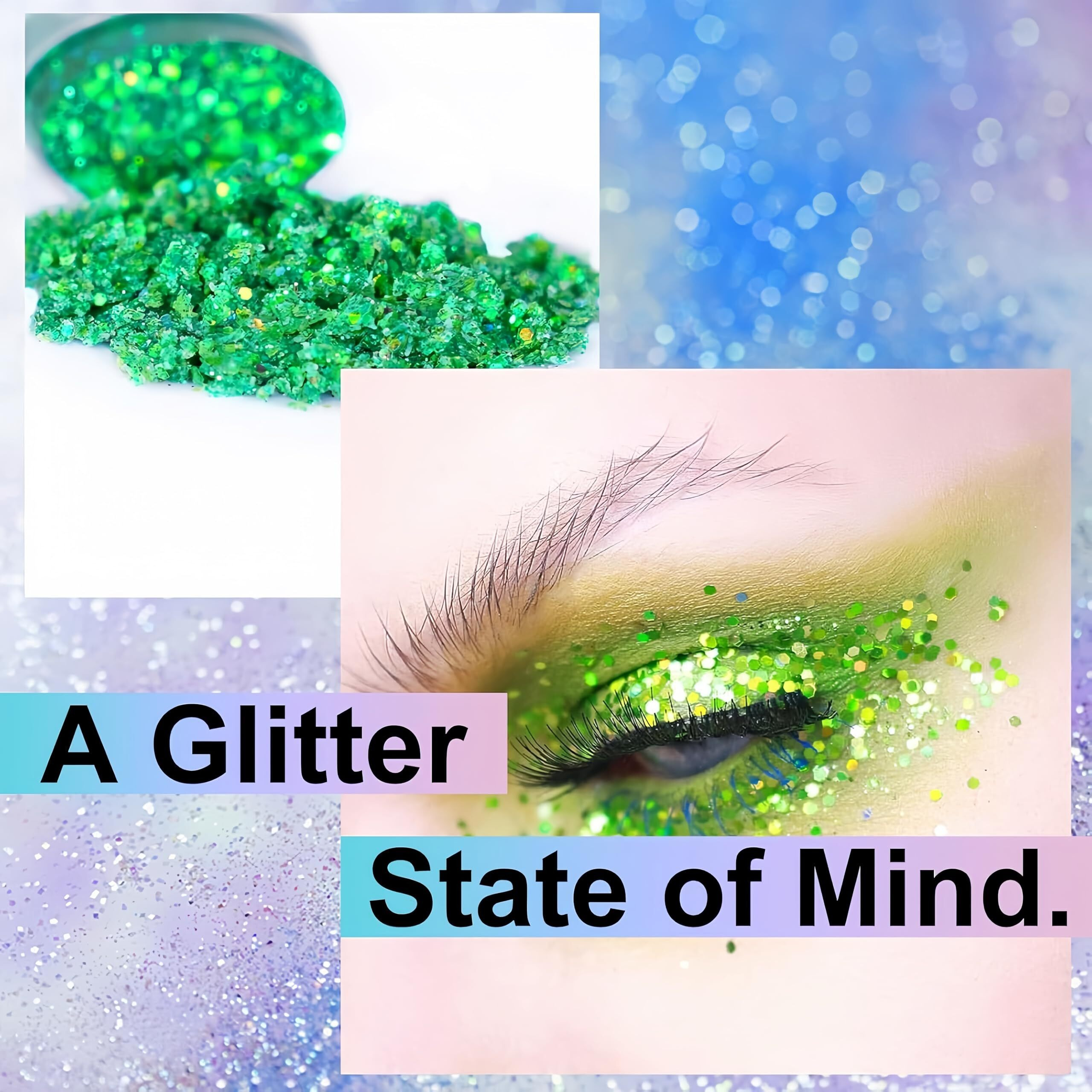 Melemando Body Glitter Stick 7 Colors Holographic Mermaid Sequins Chunky Face Glitter Stick Singer Concerts Or Music Festival Rave Glitter Makeup For Face/Body/Hair/Eyes/Lip (06 Green)