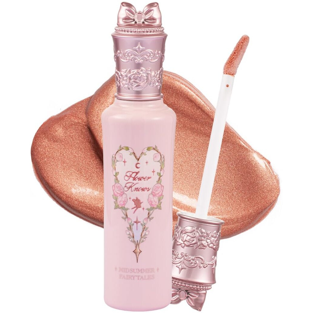 Flower Knows Midsummer Fairytales Liquid Highlighter,Gold Bronze Glitter Highlighter Makeup,Face & Body Illuminator,Blendable & Long-Lasting Face Highlighter For All Skin Tones(02 Sunset Forest)