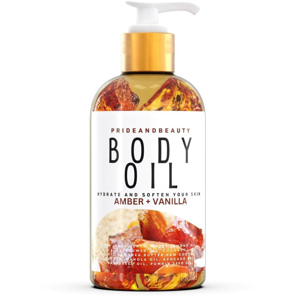 Vanilla Body Oil. After Shower Oil. Skin Hydrating Oil. Body Oil Scented. Body Oils For Women Dry Skin. (Vanilla Buttercream) (8 Ounces, Amber Vanilla Blossom)