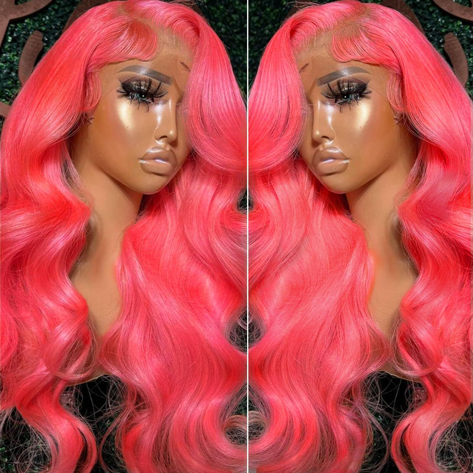 Cute Fairy 13X6 Hot Pink Lace Front Wigs Human Hair Wigs For Women 200% Density Hot Pink Lace Frontal Wig Body Wave With Natural Hairline Colored Pre Plucked Glueless 20 Inch