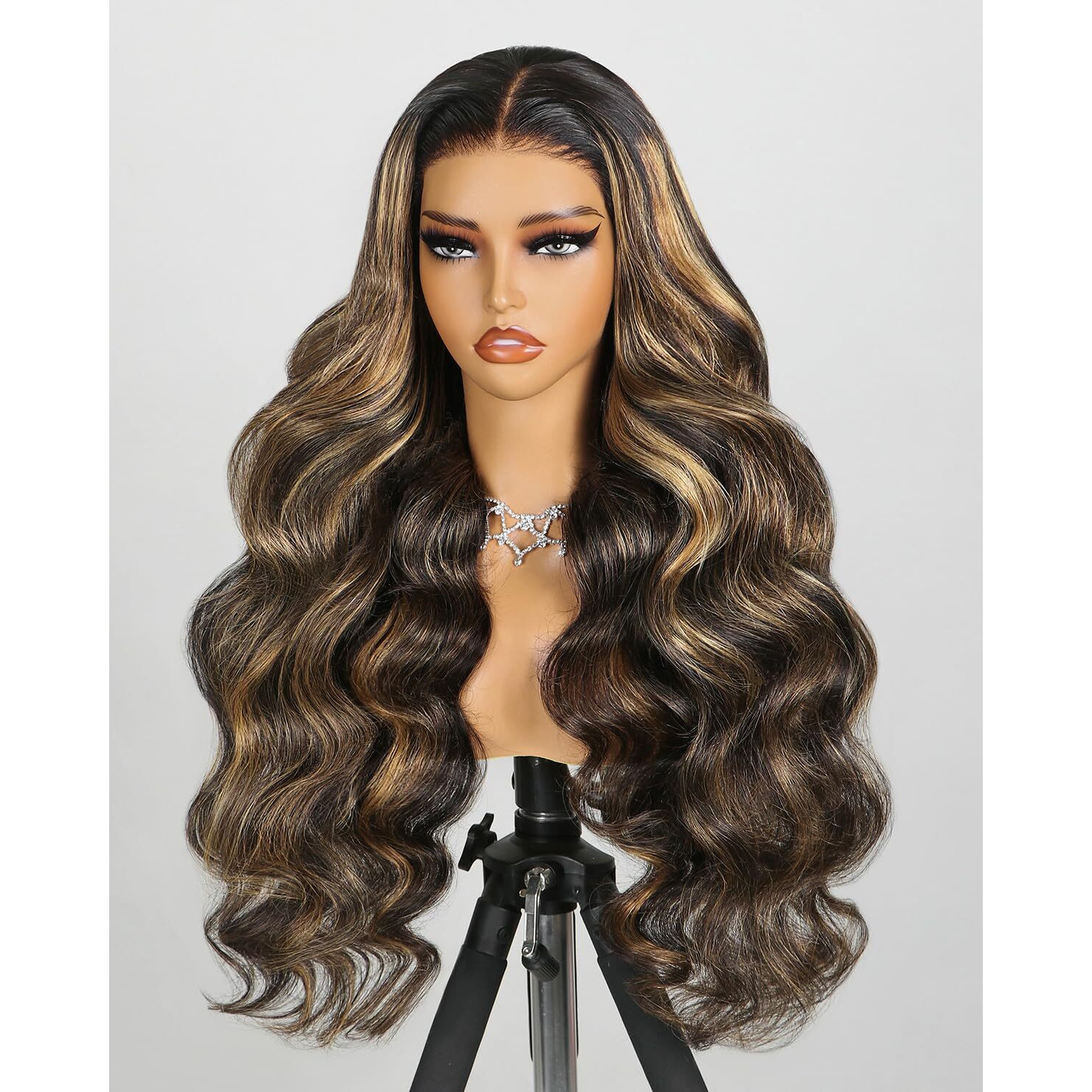 Megalook Hair Glueless Highlight Wig Human Hair Pre Plucked Pre Cut 6X5 Closure Body Wave Wig Balayage Ombre Lace Front Wigs Human Hair Pre Bleached Glueless Wig 18 Inch 1B/27