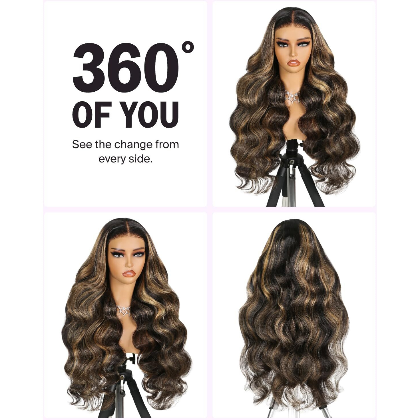Megalook Hair Glueless Highlight Wig Human Hair Pre Plucked Pre Cut 6X5 Closure Body Wave Wig Balayage Ombre Lace Front Wigs Human Hair Pre Bleached Glueless Wig 18 Inch 1B/27