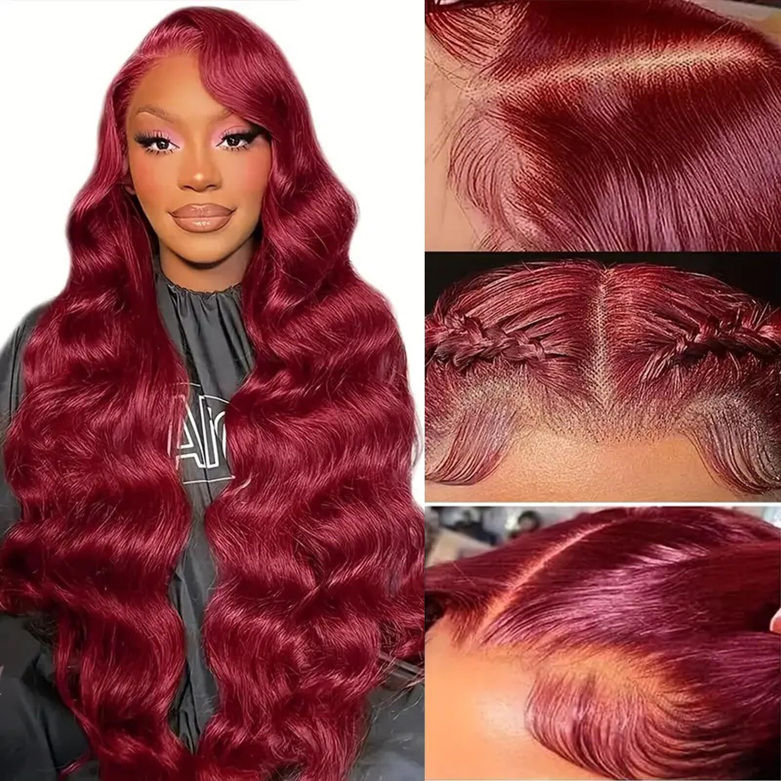 Ulrica 99J Burgundy Lace Front Wigs Human Hair Wine Pre Plucked Red Burgundy Wig Human Hair 250% Density 13X6 Hd Body Wave Lace Front Wigs For Women Natural Hairline 20 Inch