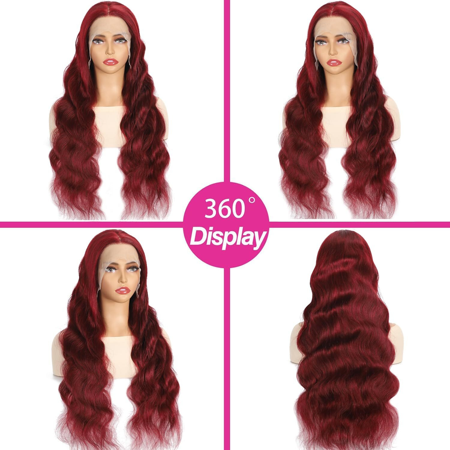 Ulrica 99J Burgundy Lace Front Wigs Human Hair Wine Pre Plucked Red Burgundy Wig Human Hair 250% Density 13X6 Hd Body Wave Lace Front Wigs For Women Natural Hairline 20 Inch