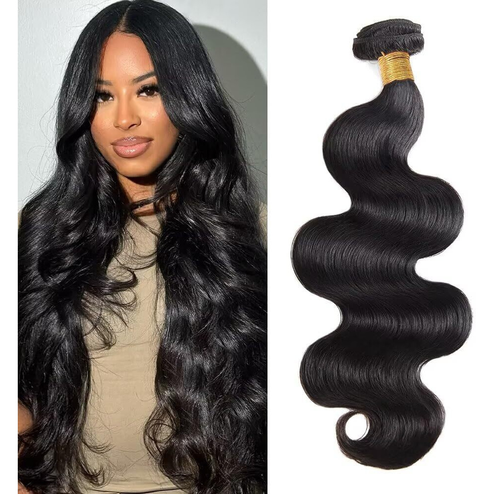 12A Human Hair Bundles 22 Inch Body Wave Bundles Human Hair 100% Unprocessed Brazilian Virgin Weave 1 Bundle For Women Natural Black Wavy Human Hair Extensions