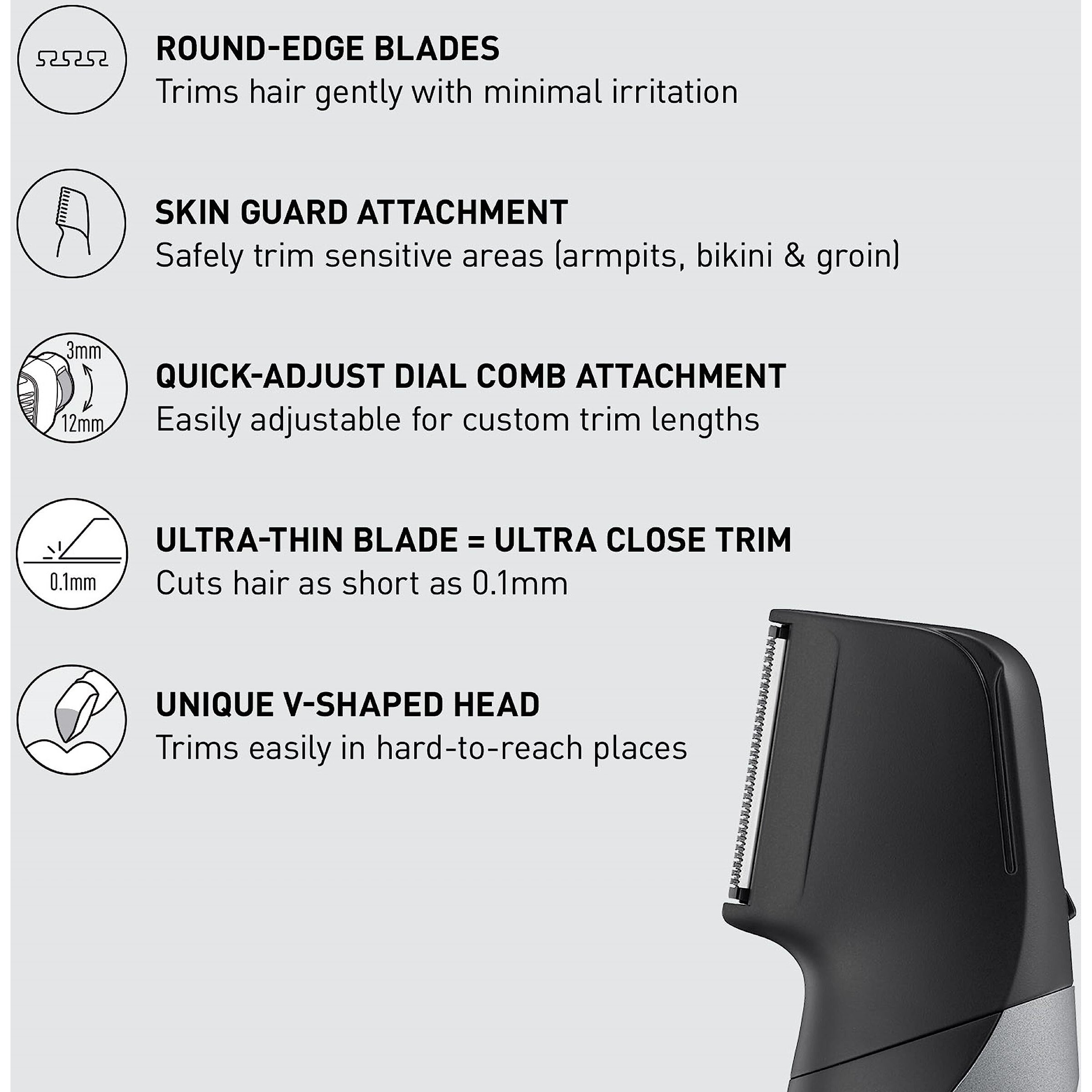 Panasonic Body Groomer For Men And Women, Unisex Wet/Dry Cordless Electric Body Hair Trimmer With 2 Comb Attachments, Multi-Directional Shaving In Sensitive Areas - Er-Gk80-S (Black)