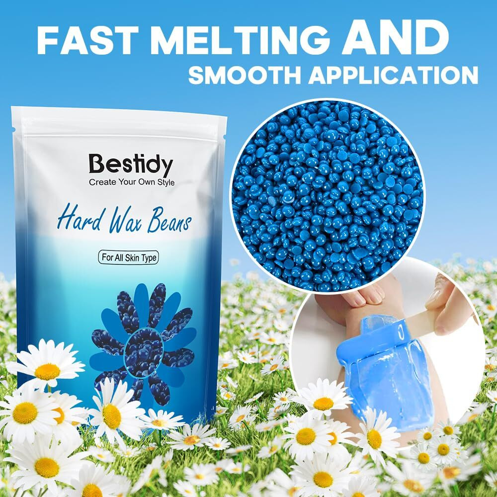 Bestidy Wax Beads, Bagged 500G/1.1Lb/17.6Oz, Waxing Beans For Hair Removal, Women Men, Home Waxing For All Body And Brazilian Bikini Areas (500G)