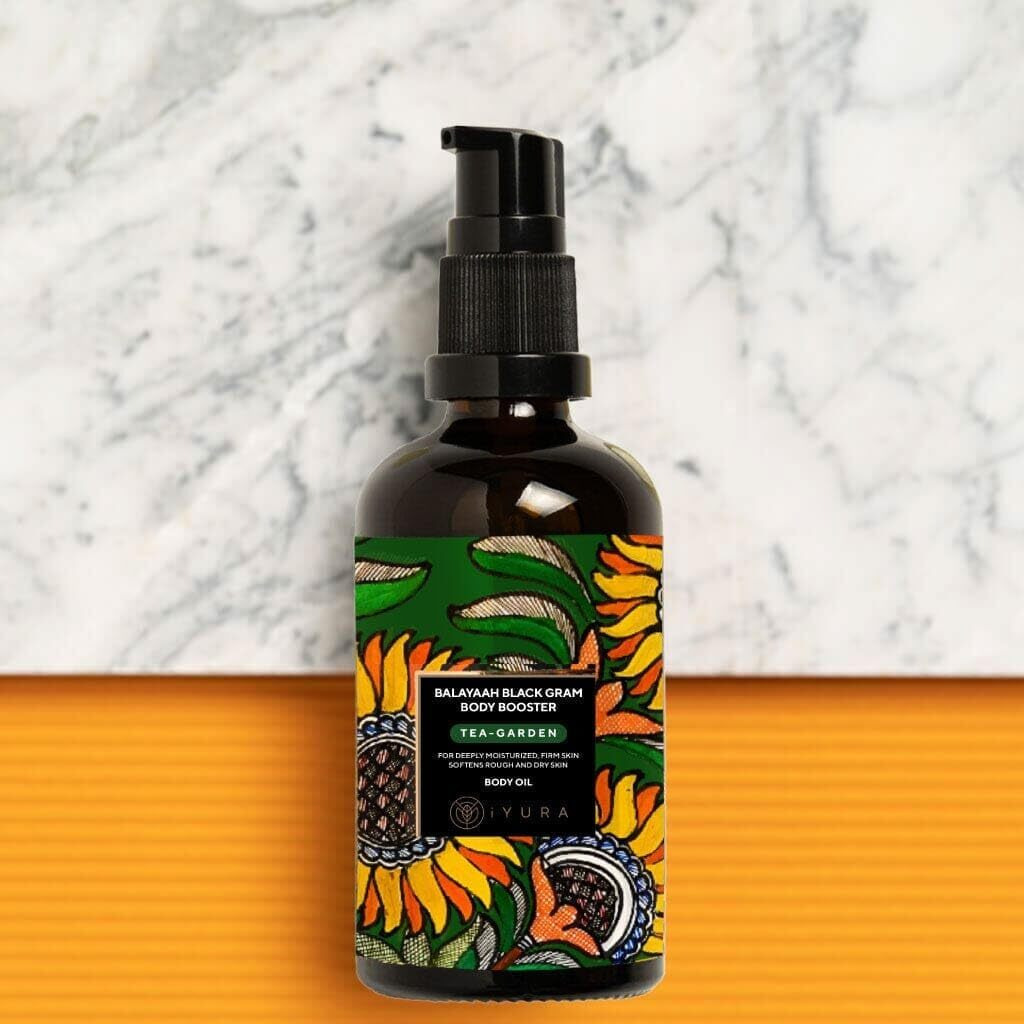 The Ayurveda Experience Iyura Balaayah Black Gram Body Booster Oil - Tea-Garden Blend | Ayurvedic Massage & Moisturizing Body Oil | Luxurious, Fast-Absorbing & Non-Sticky | 3.38 Fl Oz