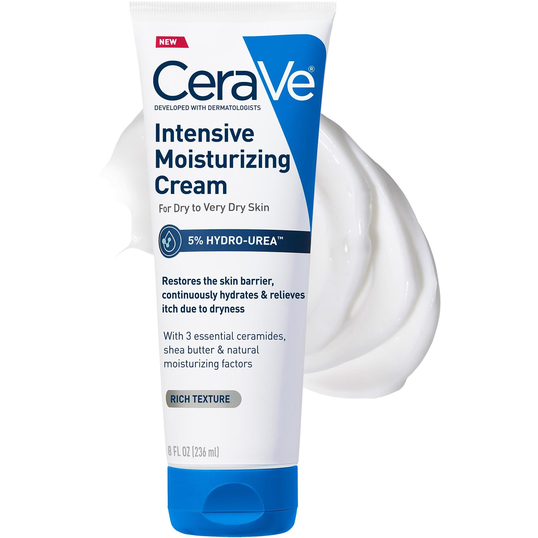 Cerave Intensive Moisturizing Cream, Body Moisturizer With Shea Butter, 72H Hydration + Skin Barrier Repair, Fragrance-Free Body Lotion For Extremely Dry Skin, 8Oz