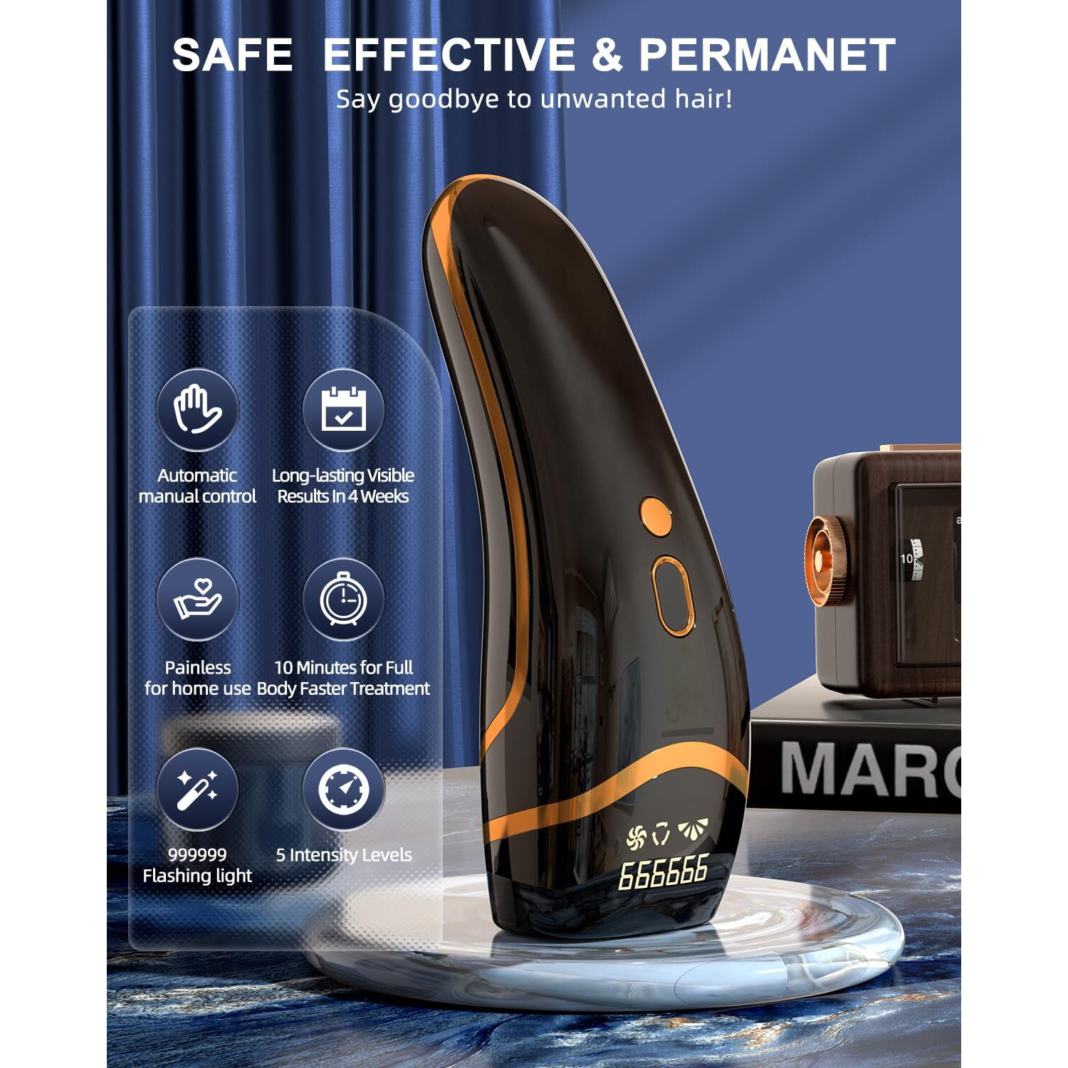 Laser Hair Removal, Ipl Hair Removal Permanent For Women And Men, Hair Removal Device 999999 Flashes At-Home For Facial Legs Arms Whole Body Treatment