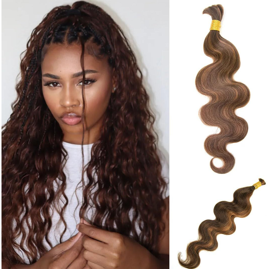 Ywigs Body Wave Bulk Human Hair For Braiding Human Braiding Hair For Boho Braids No Weft Virgin Human Hair 50G 4/30 18Inch