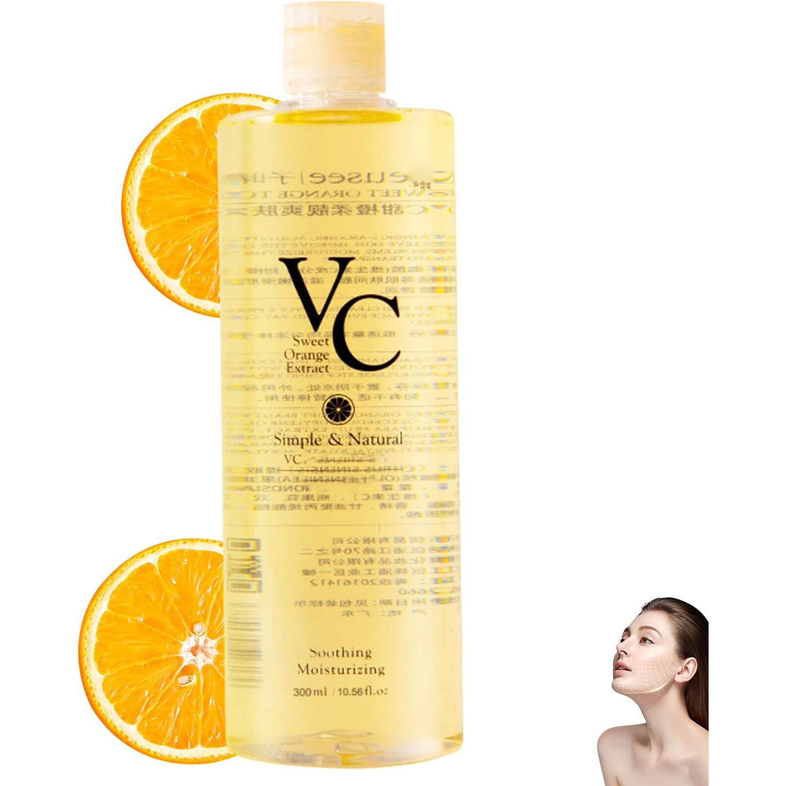 Vc Toner-300Ml,Vc Toner Refreshing Hydrating Rejuvenating,Vc Water Contains Vc Ingredients Deeply Hydrate And Enhance Skin Elasticity,Deep Moisturing,Refreshing Water Lotion For All Skin Types