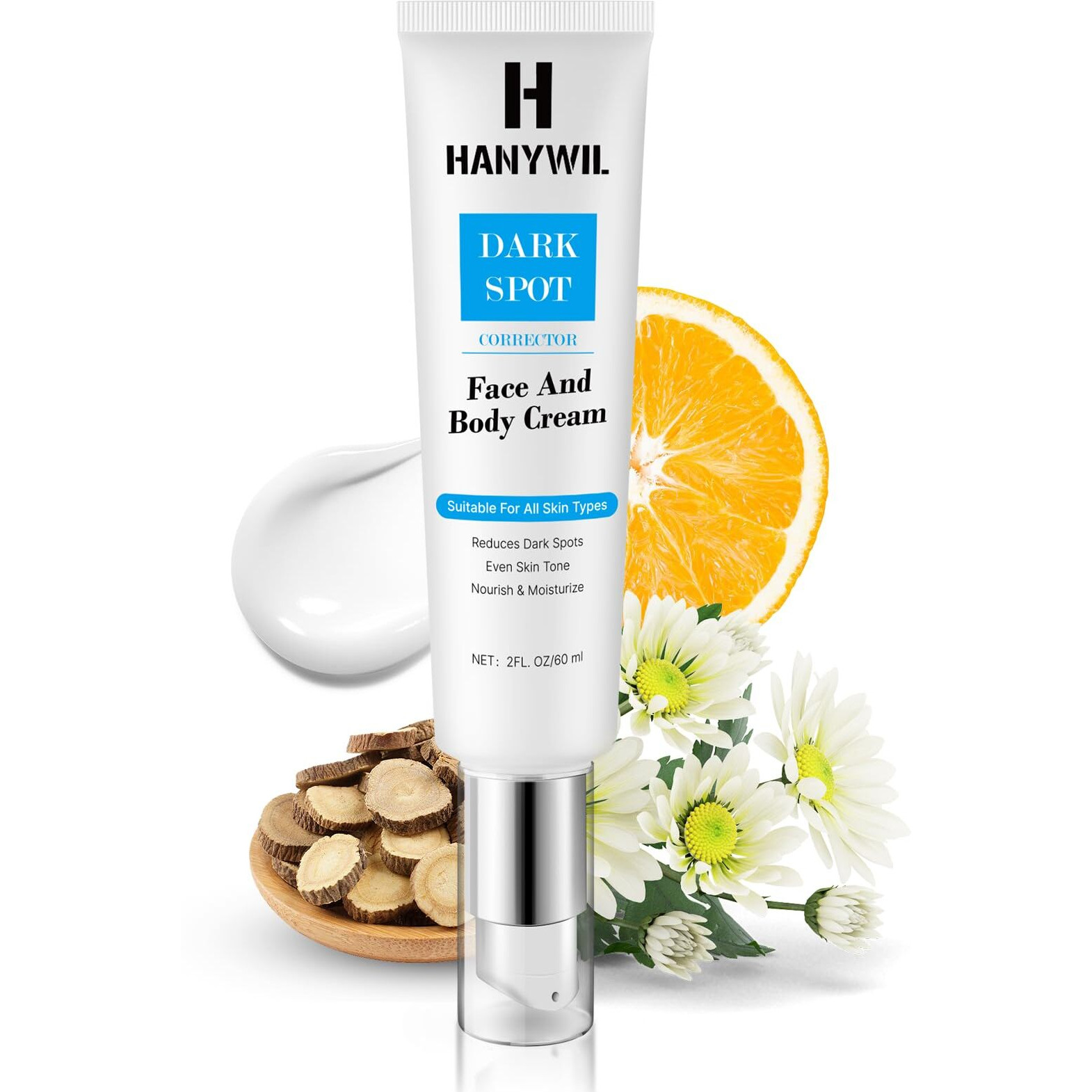Hanywil Dark Spot Corrector Cream For Hyperpigmentation,Brightening Serum For Face & Body,Rapid Fade Treatment For Sun Spots, Age Spots & Melasma,Dermatologist-Tested Skin Tone Evenser (2.0 Fl Oz)
