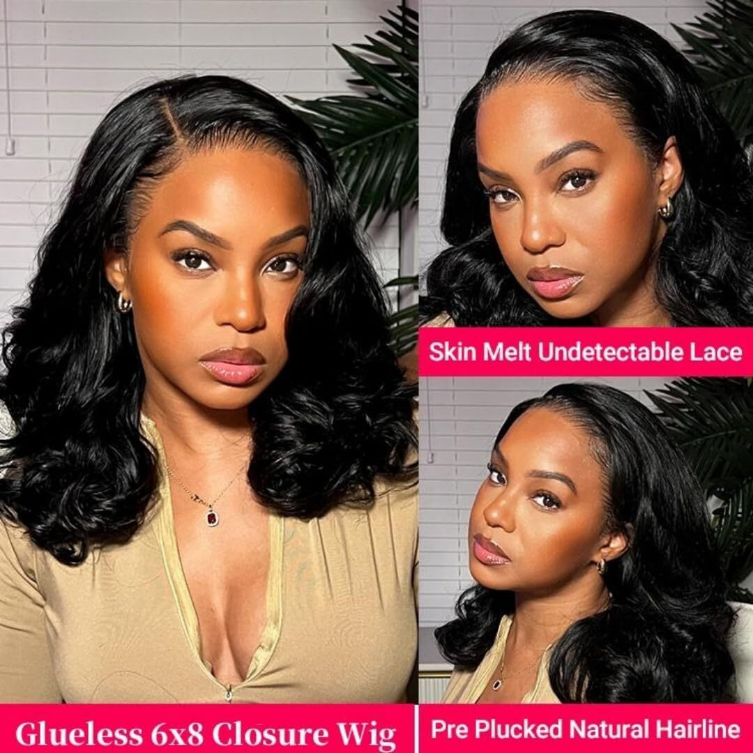 Westkiss Body Wave Lace Front Wigs Human Hair 6X8 Lace Closure Layered Cut Side Part Wigs Glueless Wigs Human Hair Pre Plucked Pre Cut Wig For Black Women 18 Inch