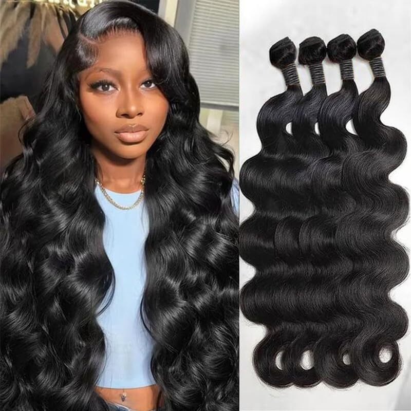 Mdl 12A Human Hair Bundles Body Wave Bundles Human Hair 18 20 22 24 Inch 100% Unprocessed Brazilian Virgin Hair Body Wave 4 Bundles Human Hair Extensions For Black Women Natural Color