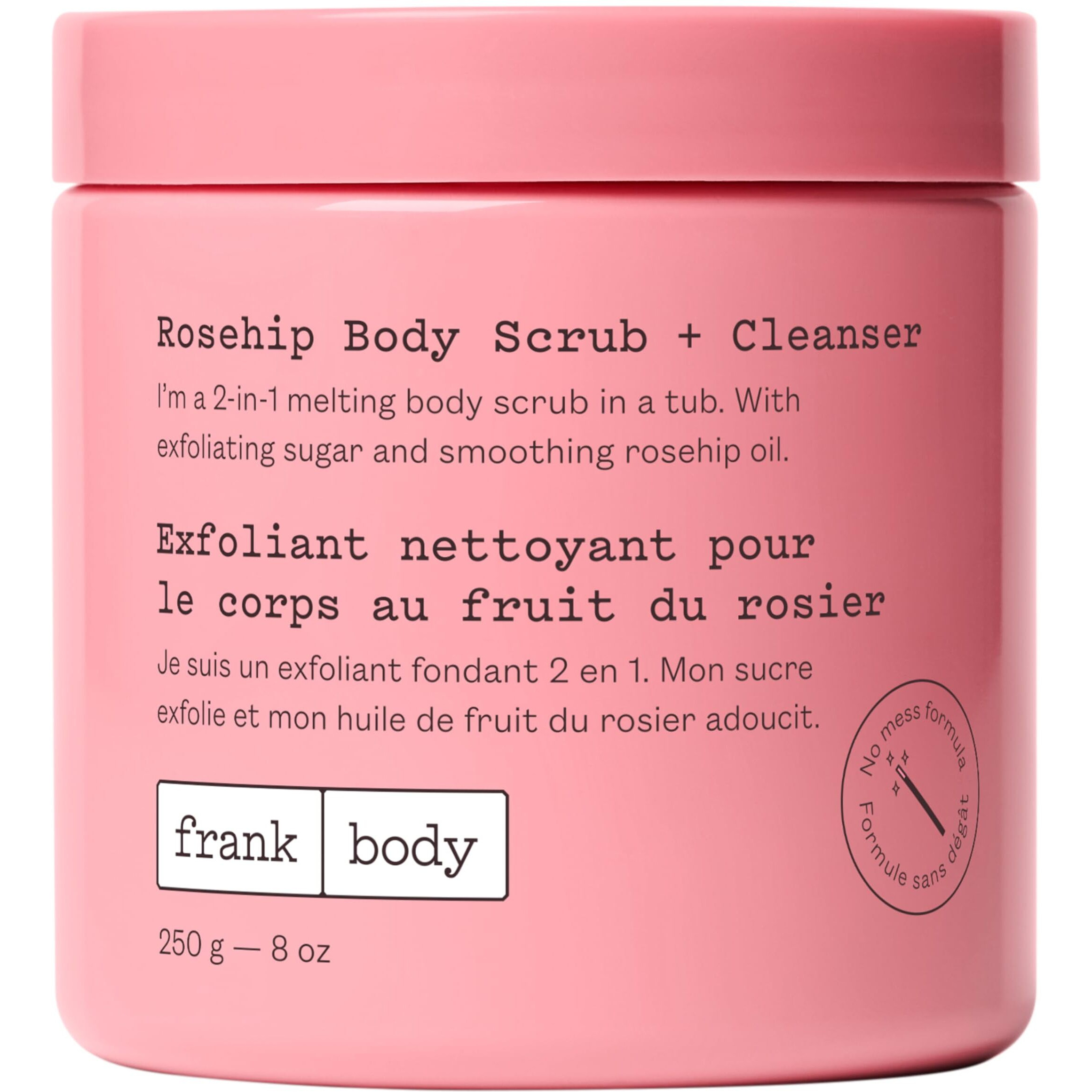 Frank Body Rosehip Body Scrub & Cleanser | Vegan, Cruelty Free, Exfoliating Body Scrub | Fades Marks And Softens Skin With Rosehip Oil, Coffee Seed Extract, And Lavender Oil | 8.82 Oz / 250 G