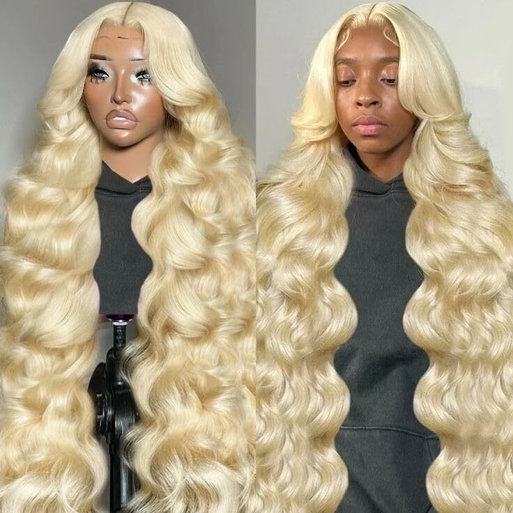 Koiaskral 613 13X6 Lace Front Wig Human Hair 613 Hd Lace Frontal Wig 13X6 200% Density Body Wave Blonde Lace Front Wigs Human Hair Pre Plucked With Baby Hair(40 Inch, 613 13X6 Body Wave)
